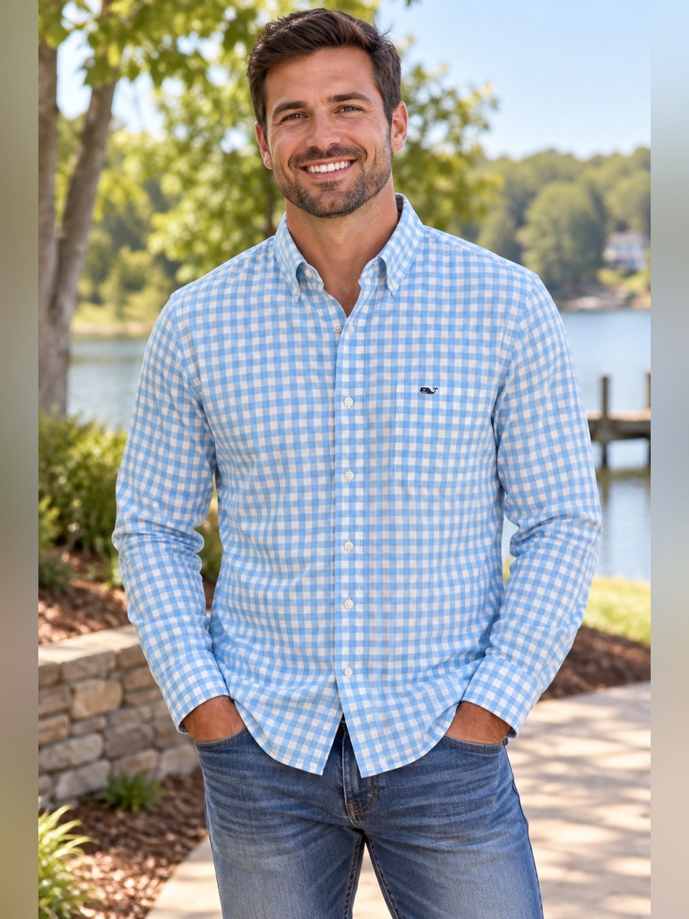Vineyard Vines Slim Fit Tucker Shirt Men’s Medium Blue Gingham